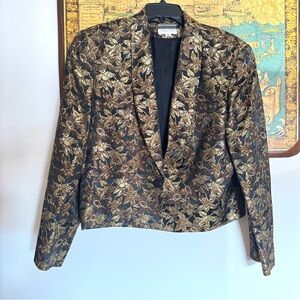 Vintage Private Collection Marshall Fields Blazer Jacket Shimmer Gold Black 14